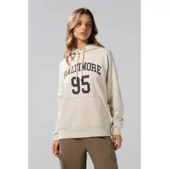 KOAJ - Buzo kaki college con manga ranglan y capota Mujer