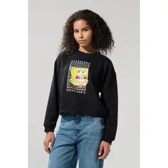 KOAJ - Buzo negro cuello redondo con estampado de Bob Esponja Mujer