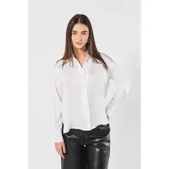 KOAJ - Blusa en satín manga larga unicolor con prense posterio Mujer
