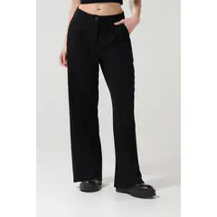 KOAJ - Pantalón negro con bota recta, prenses y tiro alto Mujer