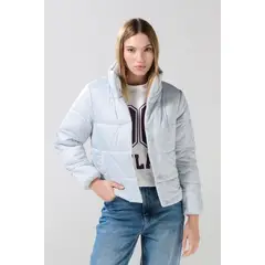 KOAJ - Chaqueta unicolor cuello alto acolchada con broches Mujer