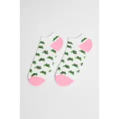 KOAJ - Medias unicolores tobilleras con diseños de ranas verde Mujer