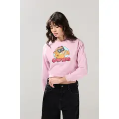 KOAJ - Buzo rosado claro cuello redondo con arte de Garfield Mujer