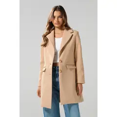 KOAJ - Gabán en paño kaki con bolsillos de ribete laterales Mujer