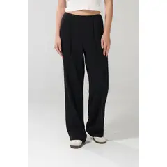 KOAJ - Pantalón negro tipo palazzo tiro alto con bota recta Mujer