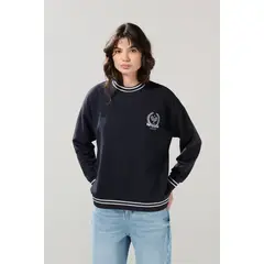 KOAJ - Buzo oversize cuello redondo azul intenso con arte col Mujer