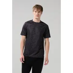 KOAJ - Camiseta negra estampada con manga ranglan corta Hombre