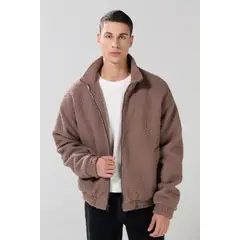 KOAJ - Chaqueta cazadora café clara con cuello alto Hombre