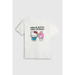 KOAJ - Camiseta de Hello Kitty crema oversize con manga corta Niña