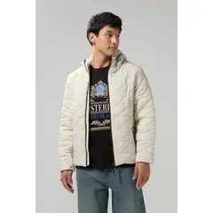 KOAJ - Chaqueta acolchada con cuello alto y capota unicolor Hombre