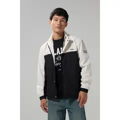KOAJ - Chaqueta liviana unicolor con cuello alto y corte en f Hombre
