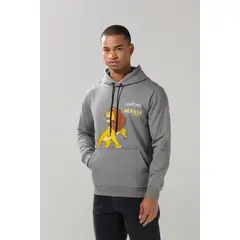 KOAJ - Buzo gris medio con capota y estampado del Rey León Hombre