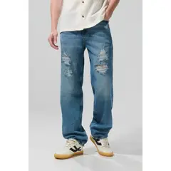 KOAJ - Jean 90´S tiro medio azul con bota ancha y rotos Hombre
