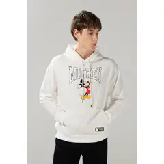 KOAJ - Buzo con capota crema claro y estampados de Mickey Hombre