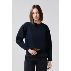 KOAJ - Buzo azul intenso crop top con cuello redondo Mujer