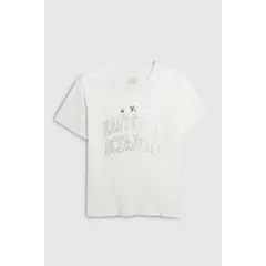 KOAJ - Camiseta oversize manga corta unicolor con arte metaliz Niña