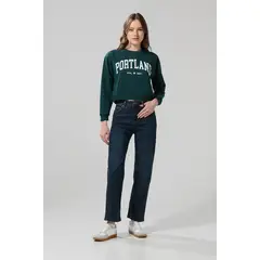 KOAJ - Jean straight leg bota recta azul oscuro con tiro alto Mujer