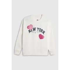 KOAJ - Buzo crema claro college cuello redondo con manga larga Niña