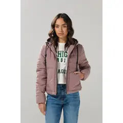 KOAJ - Chaqueta unicolor acolchada con costuras y capota Mujer