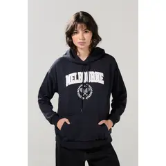 KOAJ - Buzo azul intenso oversize college con capota y bolsill Mujer