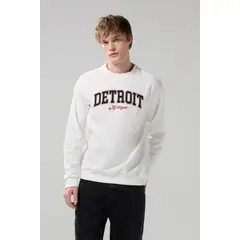 KOAJ - Buzo cuello redondo college crema con manga larga Hombre