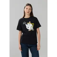 KOAJ - Camiseta negra de la Bella y la Bestia manga corta Mujer