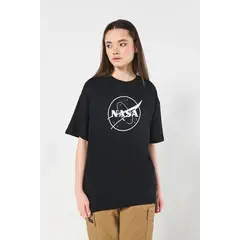 KOAJ - Camiseta oversize manga corta negra con arte de NASA Mujer