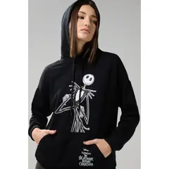 KOAJ - Buzo oversize con capota negro de Nightmare Before Chri Mujer