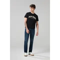 KOAJ - Jean straight leg bota recta azul oscuro con tiro bajo Hombre