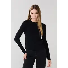 KOAJ - Camiseta unicolor manga larga en rib ajustada Mujer