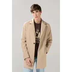 KOAJ - Gabán en paño unicolor con solapas amplias y bolsillos Hombre