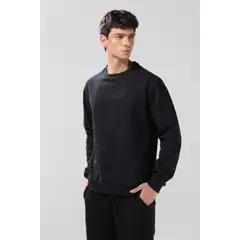 KOAJ - Buzo unicolor ajustado con manga larga y cuello redond Hombre