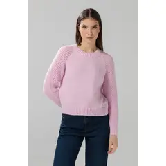 KOAJ - Suéter unicolor con manga ranglan y cuello redondo Mujer