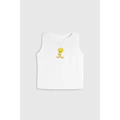 KOAJ - Camiseta manga sisa crema clara con arte de Piolín Niña