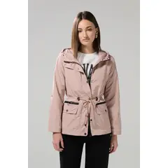 KOAJ - Chaqueta parka unicolor con capota y cintura ajustable Mujer