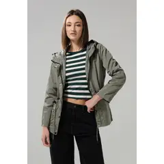 KOAJ - Chaqueta parka unicolor con capota y cintura ajustable Mujer