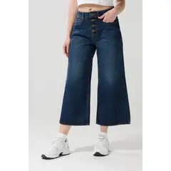 KOAJ - Jean azul oscuro culotte con bota ancha corta y tiro al Mujer