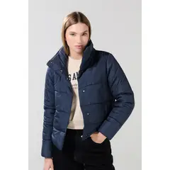 KOAJ - Chaqueta acolchada unicolor con cuello alto y broches Mujer