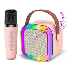 GENERICO - Parlante Karaoke Portátil Mini con Micrófono Inalámbrico Bluetooth y Luces LED