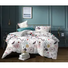 SIRENITAS - Juego de sabanas Sencilla Semi Doble Queen King Blanco Pájaros