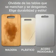 MILOPTS - Tabla Para Picar Antibacterial Acero Inoxidable 34cm x 23cm
