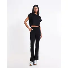 ATMOS - Camiseta Para Mujer Crop Top Manga Sisa Color Negro Marca #31090335
