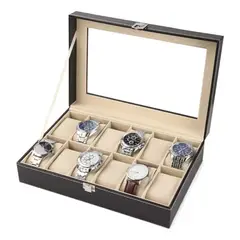 MILOPTS - Estuche Caja Organizadora De Relojes 12 Unidades En Cuero