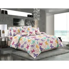 SIRENITAS - Juego de sabanas Sencilla Semi Doble Queen King blanco Mariposas atlas