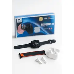 GENERICO - Combo Reloj Sres 10 + Audifonos + Carga Inalambrica + Correas Negro