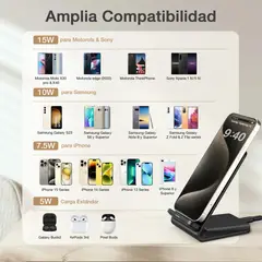 1HORA - Soporte Con Cargador Magnetico Inalambrico Para Celular 15W