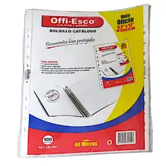 OFFI ESCO - Bolsillos Plásticos Offi-esco Oficio Ref Oe-202 100 Unidades 40 Micras