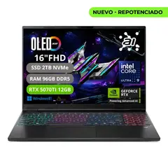 ACER - Portatil Predator Helios Neo 16s Intel Core Ultra 9 Ram 96gb Ssd 2tb Rtx 5070TI