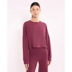 ATMOS - Buzo Cuello Redondo Amplio Lofi para Mujer Deportiva Color Vino Marca