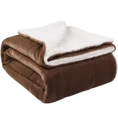 GENERICO - Cobija Térmica Ovejero Cama Doble-Queen 190x210 Color Cafe